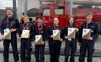 Fünf Feuerwehrjugendmitglieder erreichen das Feuerwehrjugendleistungsabzeichen in Gold